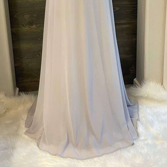 NEW Lulus Dearly Loved Light Grey Flutter Sleeve Maxi Dress NWT Size XS - Picture 6 of 14